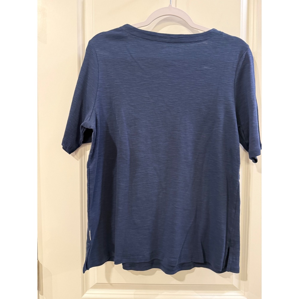 Orvis Classic Collection Navy Blue Slub Knit Scoop Neck Short Sleeve Tee Shirt M - Picture 2 of 5